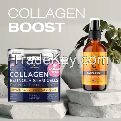 Collagen Boost Bundle Retinol Stem Cells Cream 1.7oz &amp; Vitamin