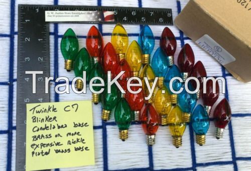 TWINKLE multicolor Christmas Light Bulbs assortment 7 watt C7 blinker