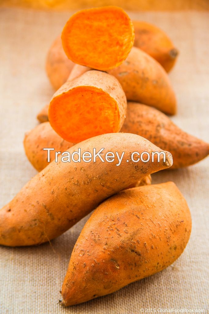 Fresh organic sweet potatoes for healthy meals and snacks