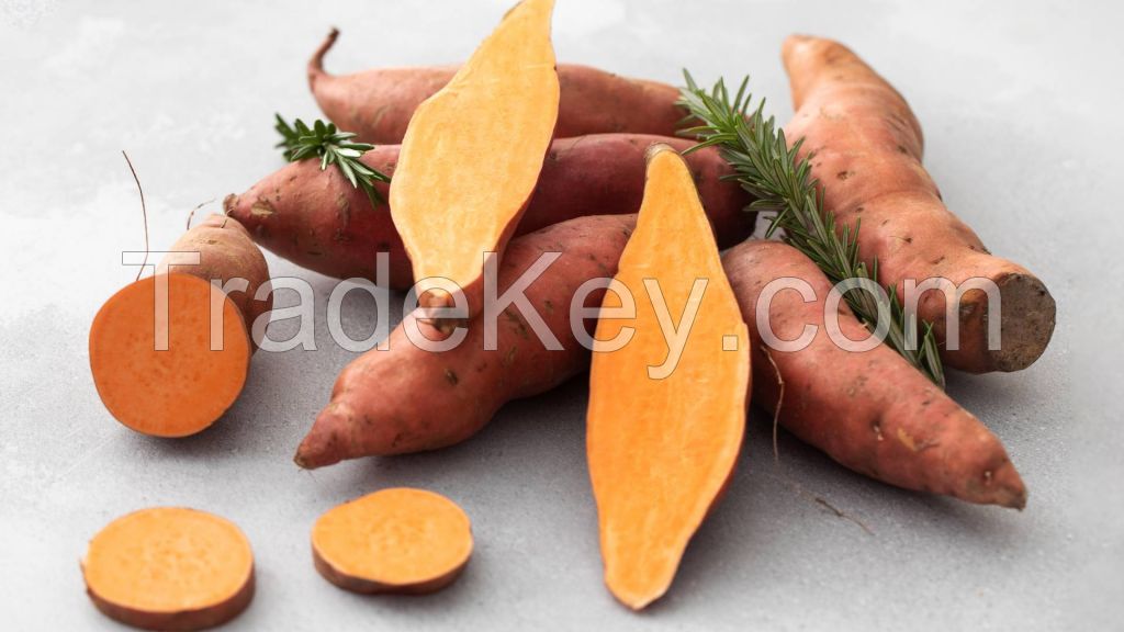 Fresh organic sweet potatoes for healthy meals and snacks