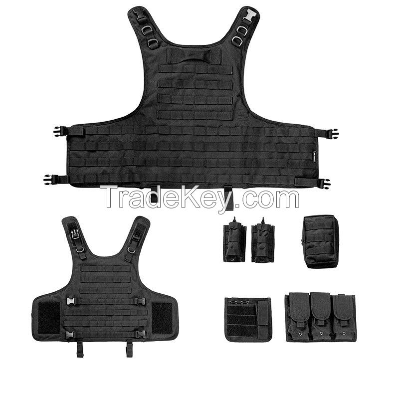 Comfortable Police Black Nylon Polyester swat MOLLE Outdoor Tactical Vest