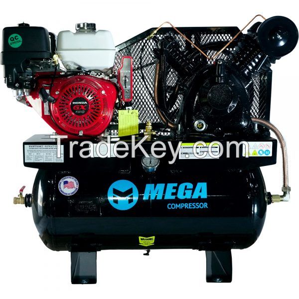 Mega Gas Air Compressor Ã¢ï¿½ï¿½ 30 Gallon, Honda GX390 Engine, Model# MP-13030GTU