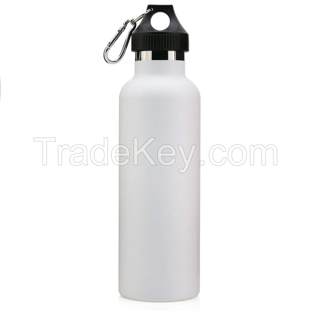 Insulated Outdoor Sports Water Bottles With Handle Carabiner Lid