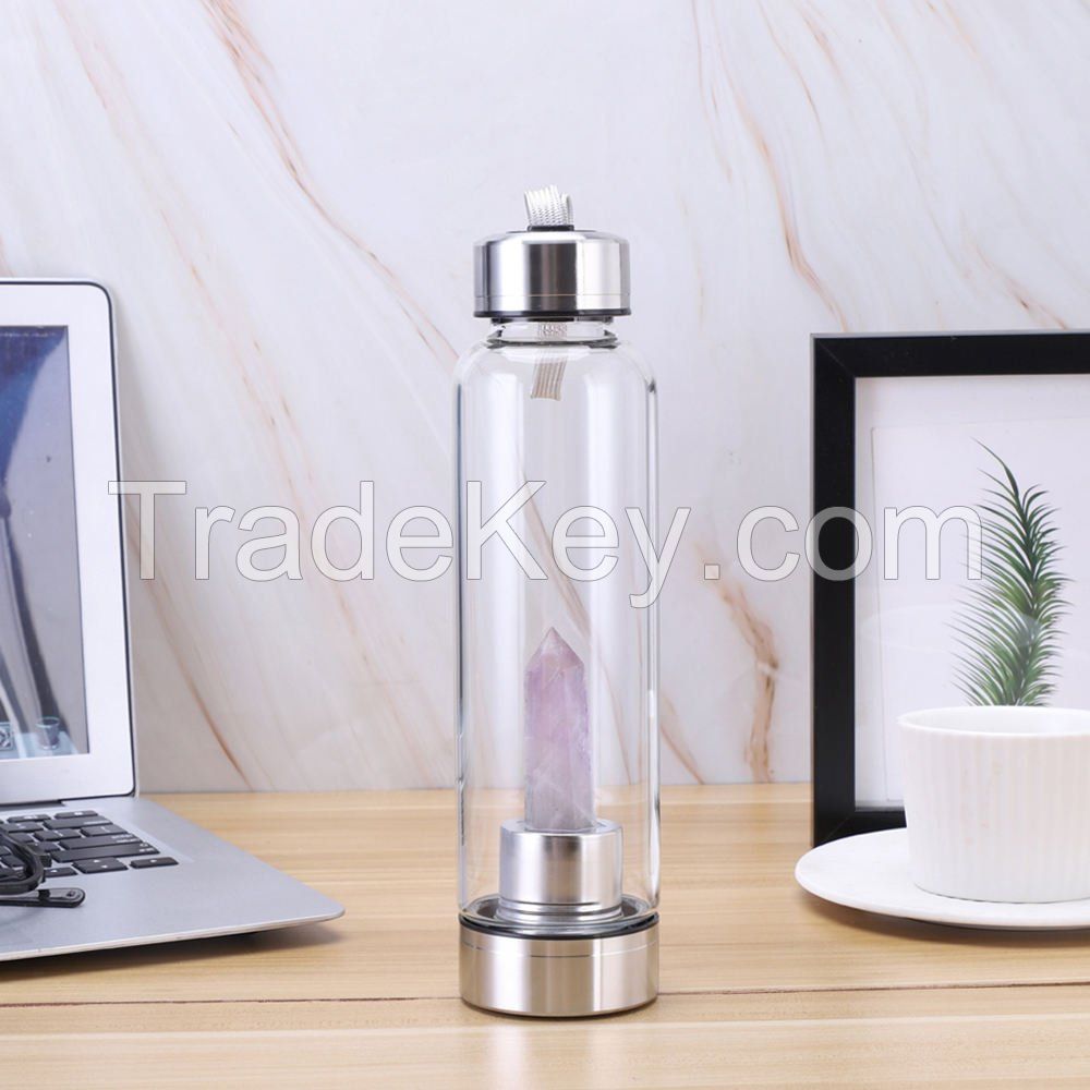 Eco-Friendly Crystal Infused Glass Water Bottle With Lid