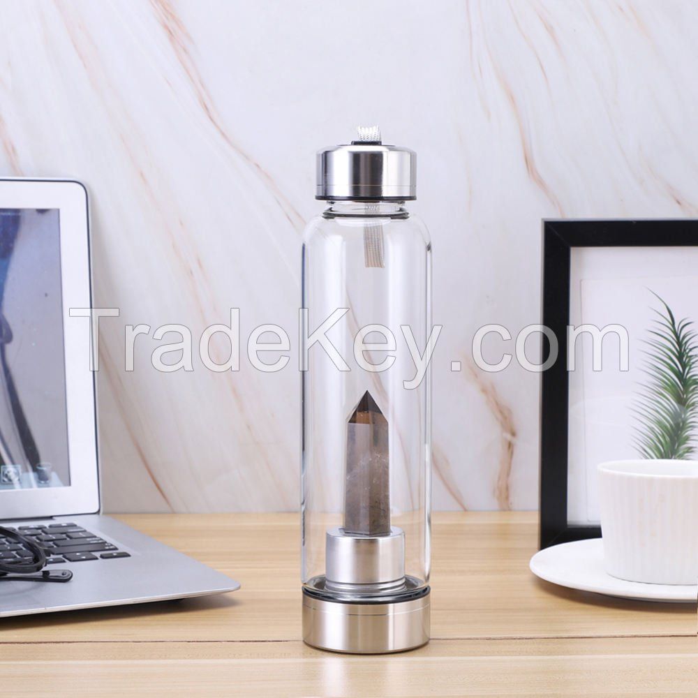 Eco-Friendly Crystal Infused Glass Water Bottle With Lid