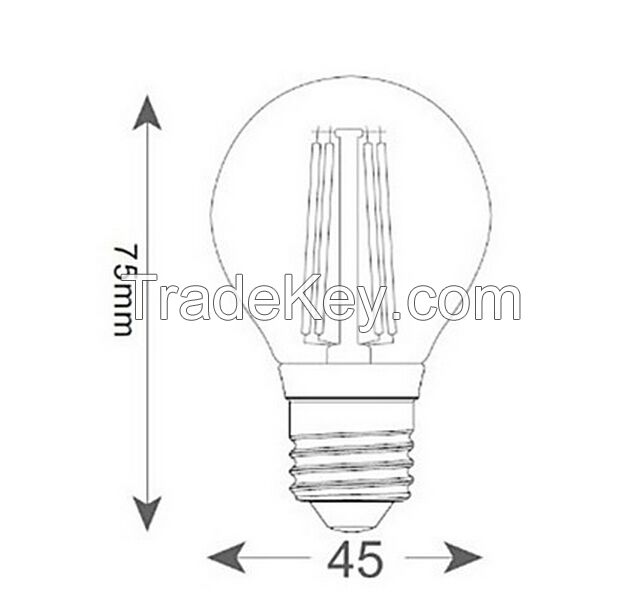 Dimmable E27 2W 4W 400LM WW/CW Candle Bulbs LED Filament Light 90-240V