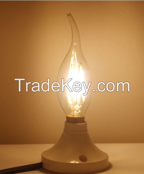 Dimmable E12/E14/B22 2W/4W 210LM WW/CW Candle Bulbs LED Filament LIGHT 90-240V