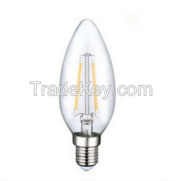Dimmable E12/E14/B22 2W/4W 210LM WW/CW Candle Bulbs LED Filament LIGHT 90-240V