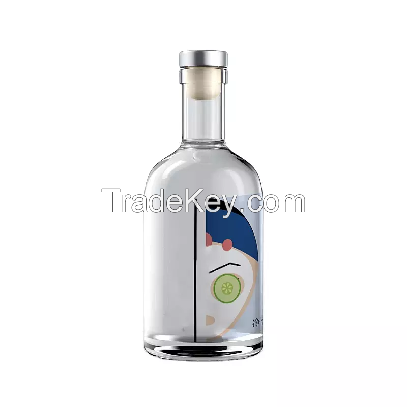 China factory custom design hot selling 500ml 700ml 750ml round glass bottle