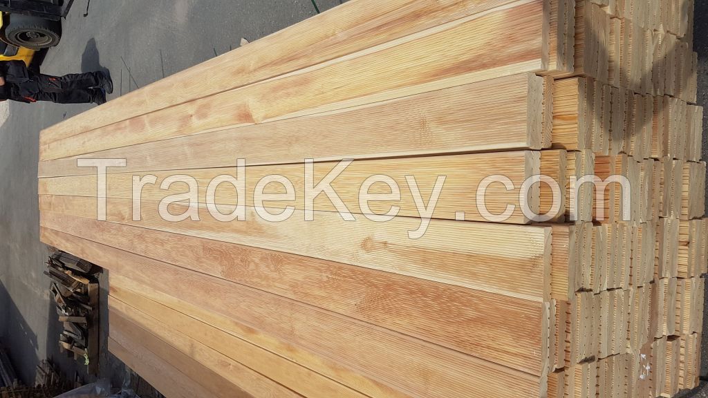 Siberian Larch decking Velvet groove/reeded, grade SF SF+ 27*142*2100-6000mm