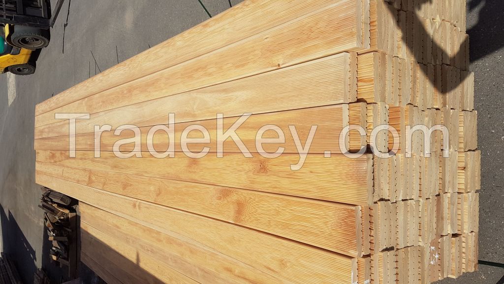 Siberian Larch decking Velvet groove/reeded, grade SF SF+ 27*142*2100-6000mm