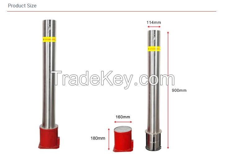Outdoor Parking Lot 114mm Driveway Barrier Manual 316 Stainless Steel Removable Lift Bollard