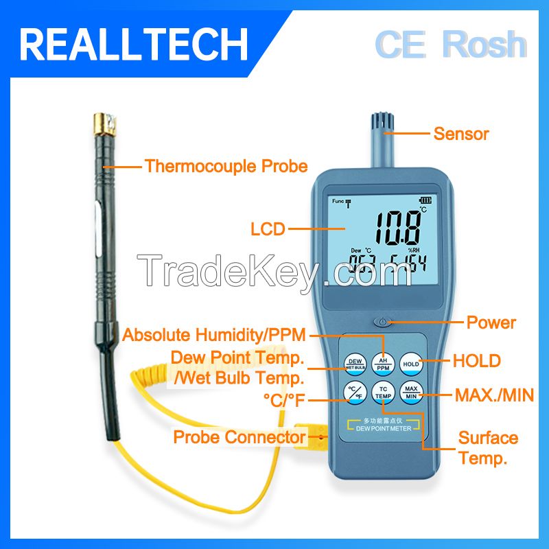 RTM-2612 High Accuracy Dew Point Meter with K-type Thermometer