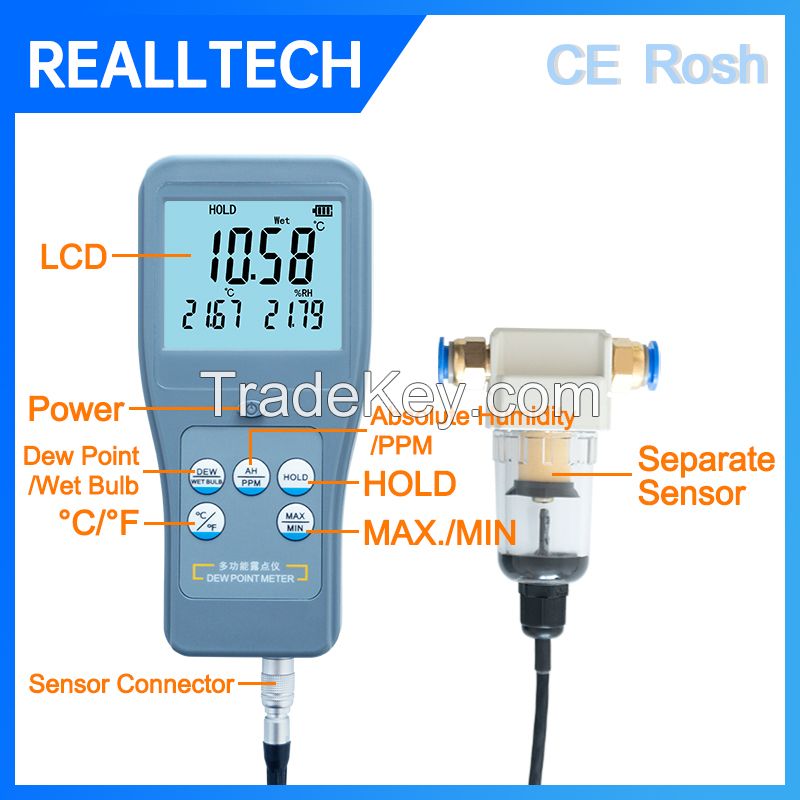 RTM2610S Digital Dew Point Meter Pipeline Gas Humidity Tester