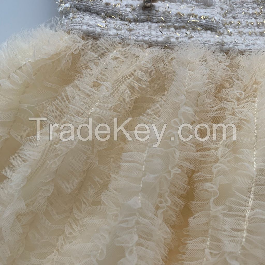 Hand-drawn Pleated Puff Skirt Mesh Fabric