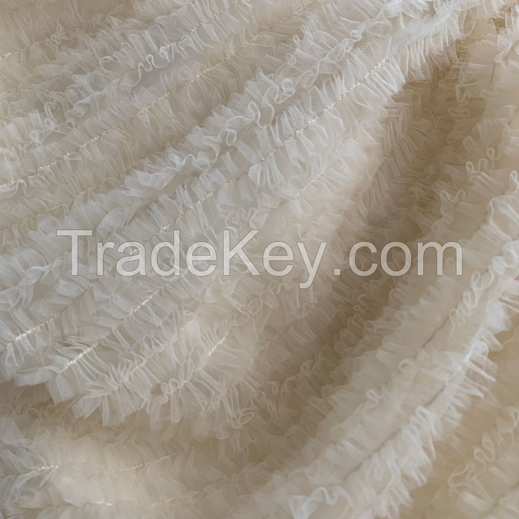 Hand-drawn pleated puff skirt mesh fabric