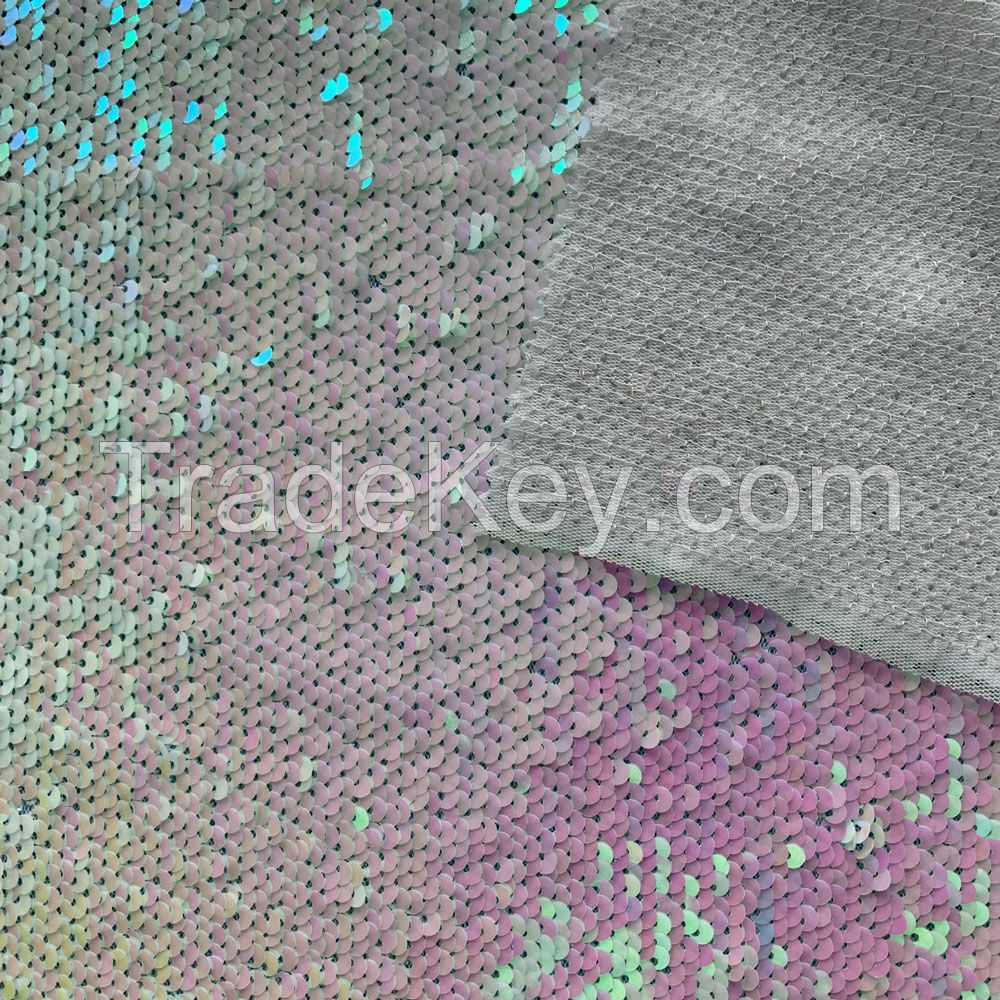 Full Width Multi-Color Fish-Scale Flakes Sequin Embroidery Lace Fabric