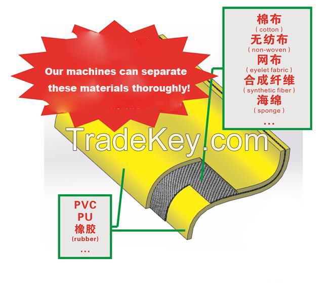 scrap artificial leather recycling equipment for plastic fiber separation