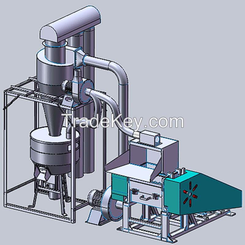 PVC flex banner scrap recycling machine for plastic fiber separation