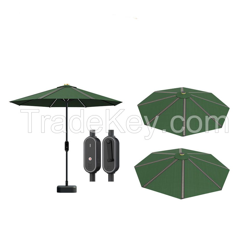 360Â° Table Round Umbrella Solar Powered LED Patio Offset Solar Panel Umbrellas