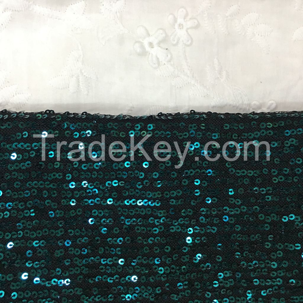 3mm high quality Stripe Spandex stretch tulle sequin embroidery fabric