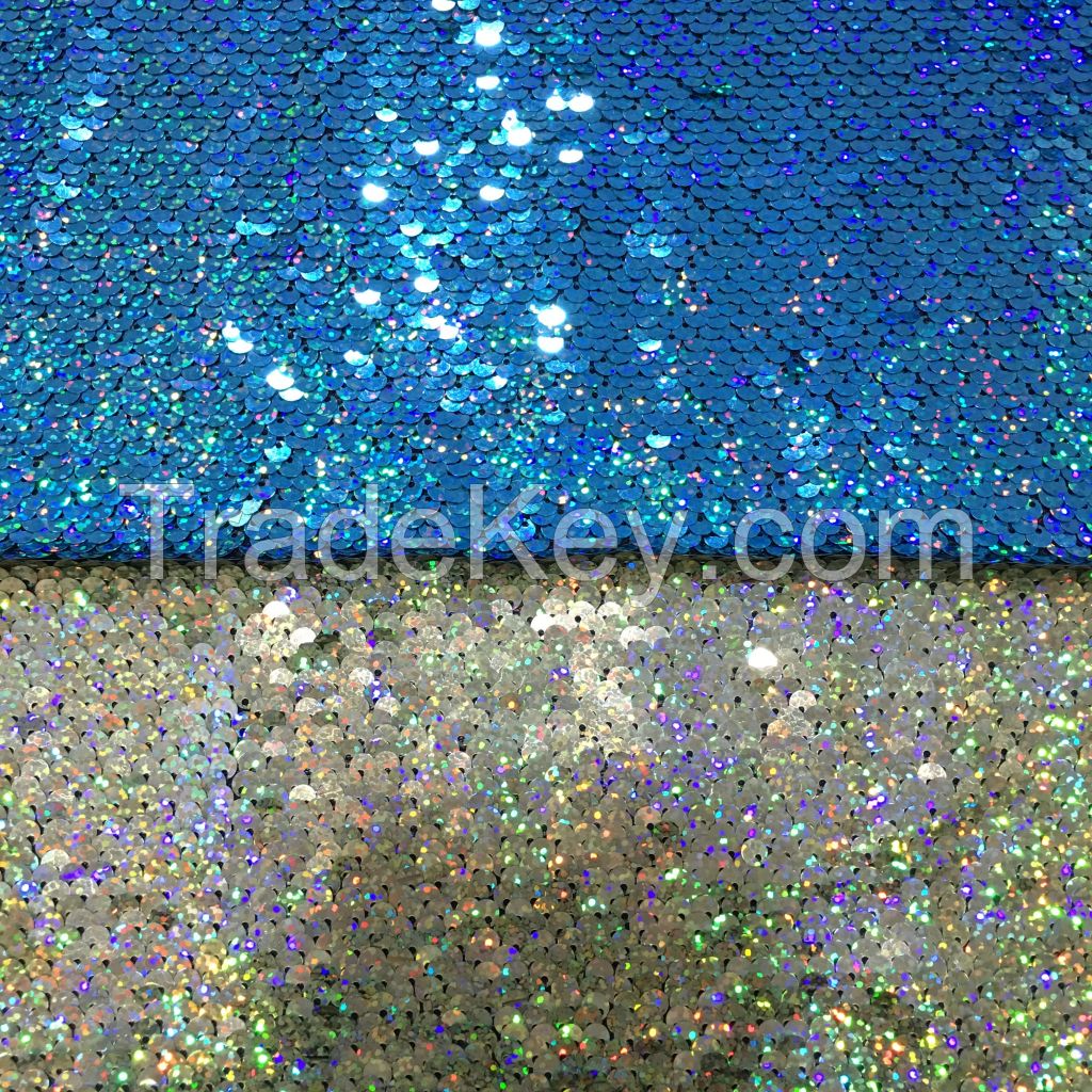 5mm high quality Stripe Spandex stretch tulle sequin embroidery fabric