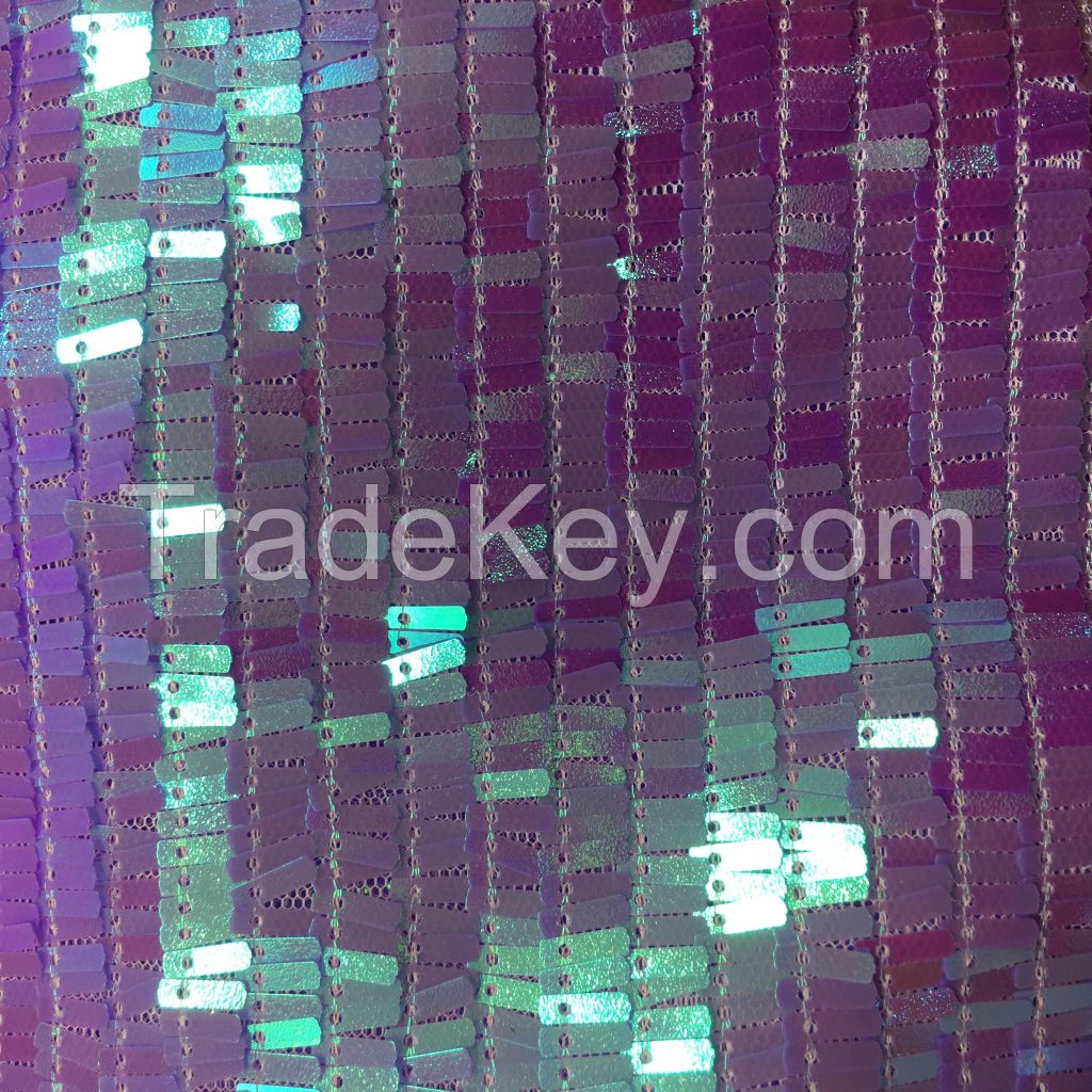 9mm high quality Stripe Spandex stretch tulle sequin embroidery fabric