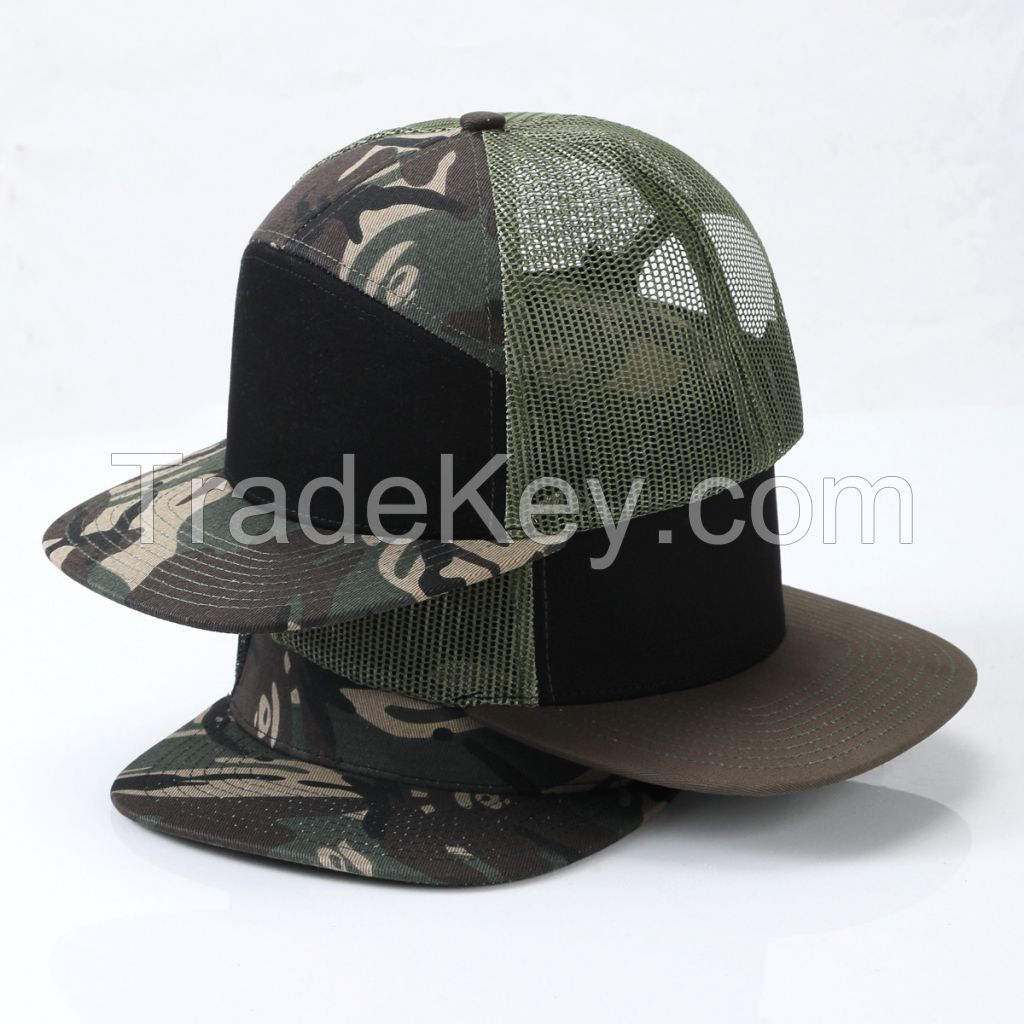 Wholesale Customized Mesh Sports Cap 7 Panel Blank Cap