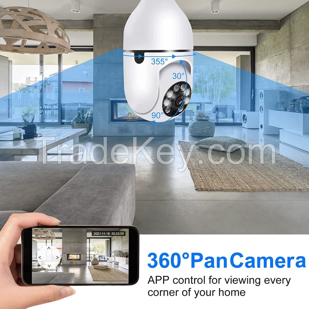 Factory sale E27 Bulb CCTV IP Camera Full HD 1080P wifi Night Vision Full Color Automatic Tracking Digital Indoor Surveillance
