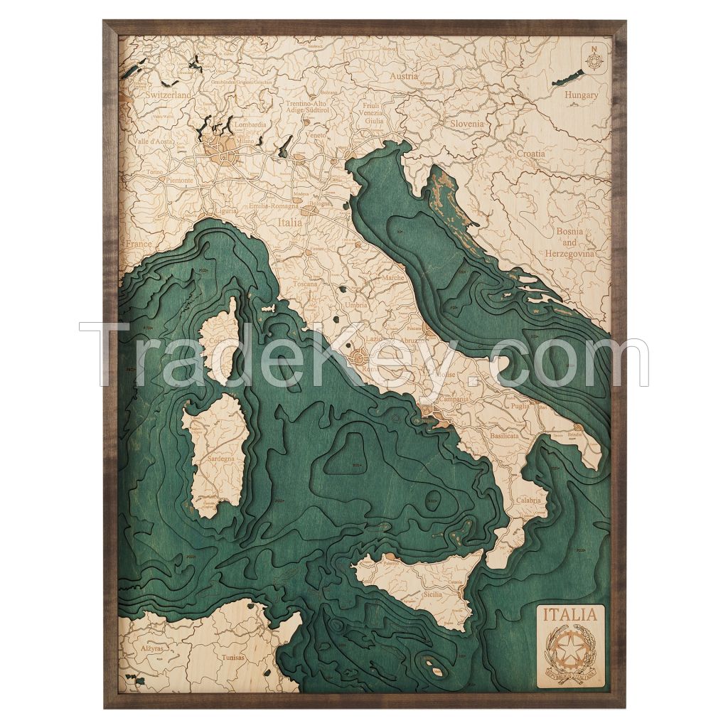 Bathymetric Wooden Maps