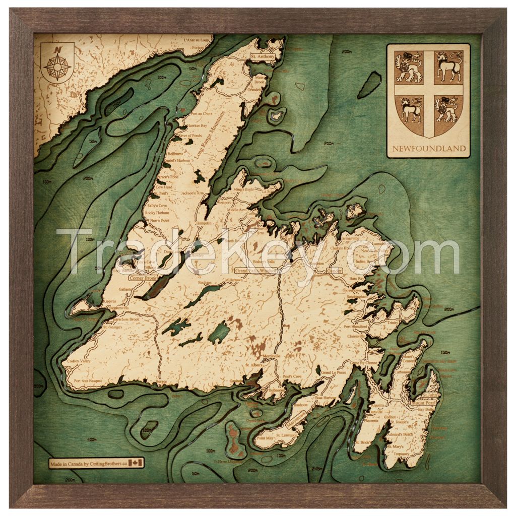 Bathymetric Wooden Maps