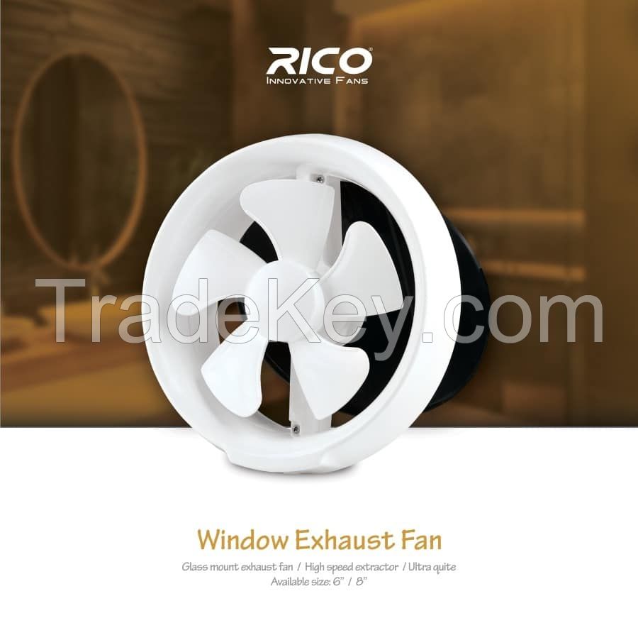 Rico Innovative Window Glass Exhaust Fan - 100% Copper Winding