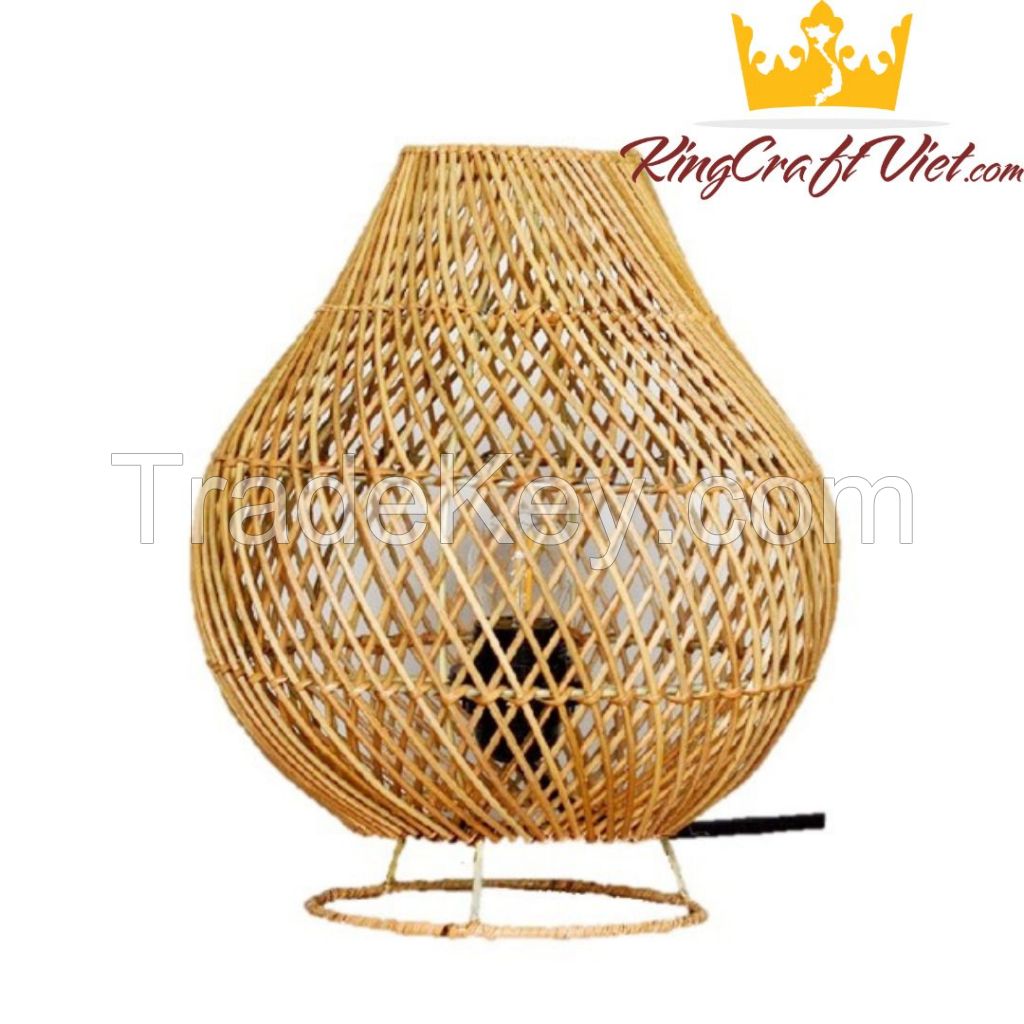 Handwoven Rattan Table Lamp Beside Disk Floor Lamp King Craft Viet