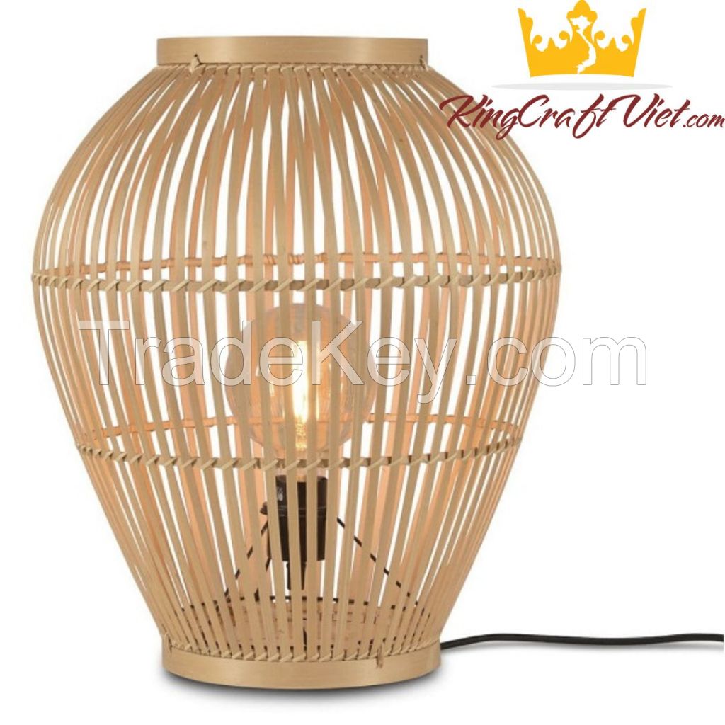 Handwoven Rattan Table Lamp Beside Disk Floor Lamp King Craft Viet