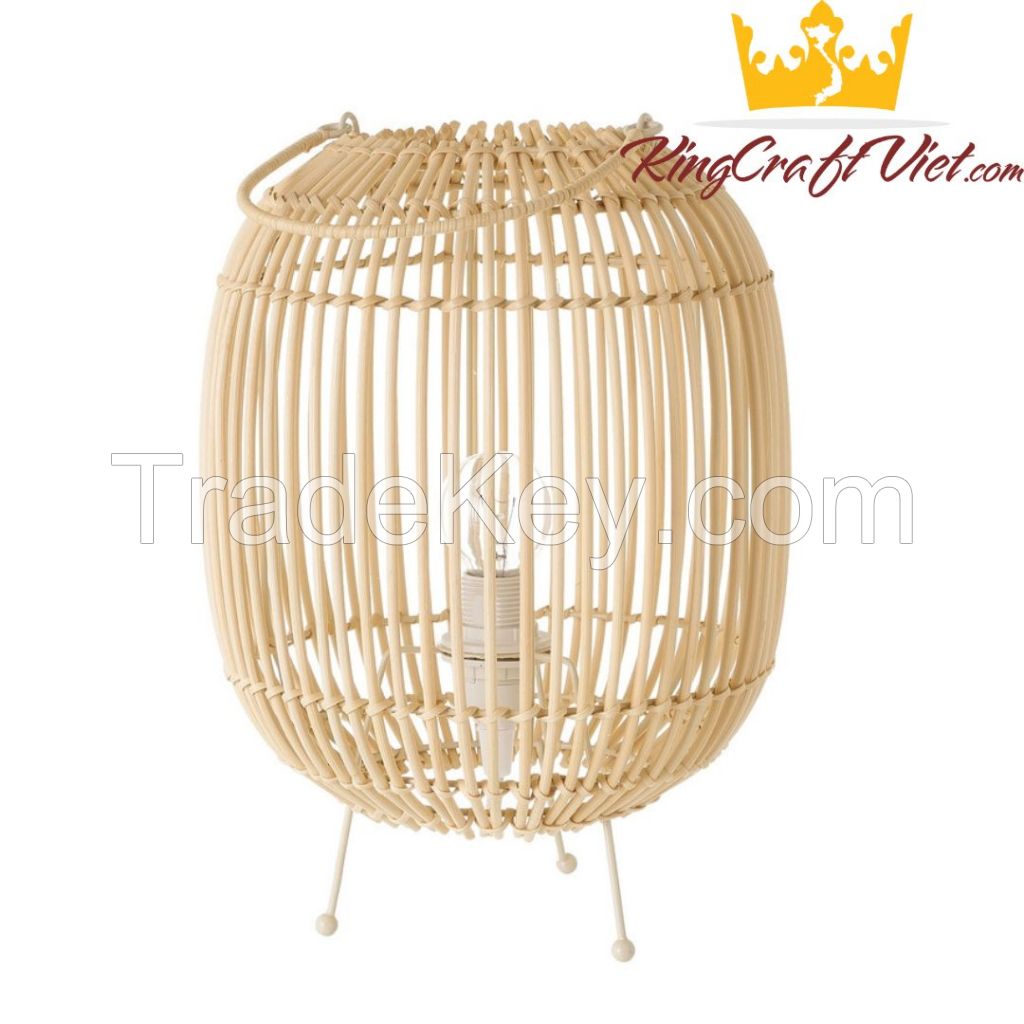 Handwoven Rattan Table Lamp Beside Disk Floor Lamp King Craft Viet