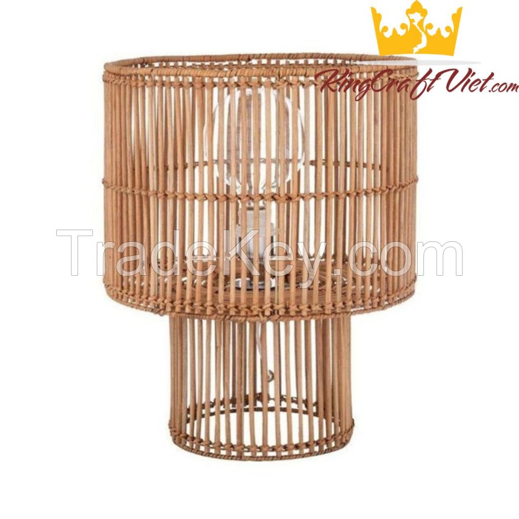 Handwoven Rattan Table Lamp Beside Disk Floor Lamp King Craft Viet
