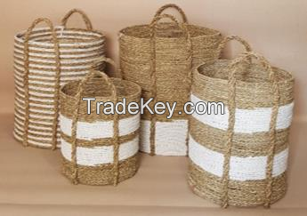 BASKET SEAGRASS MIX SINTETIS PUTIH SET OF 4