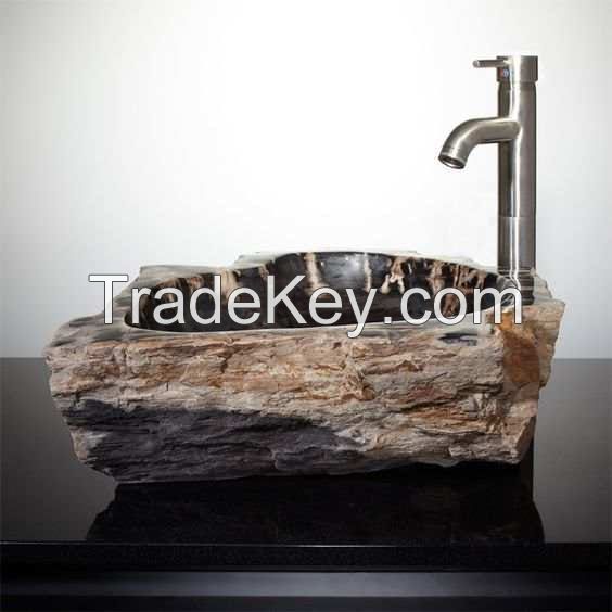 Wash Hand Basins Made Of Petrified Wood