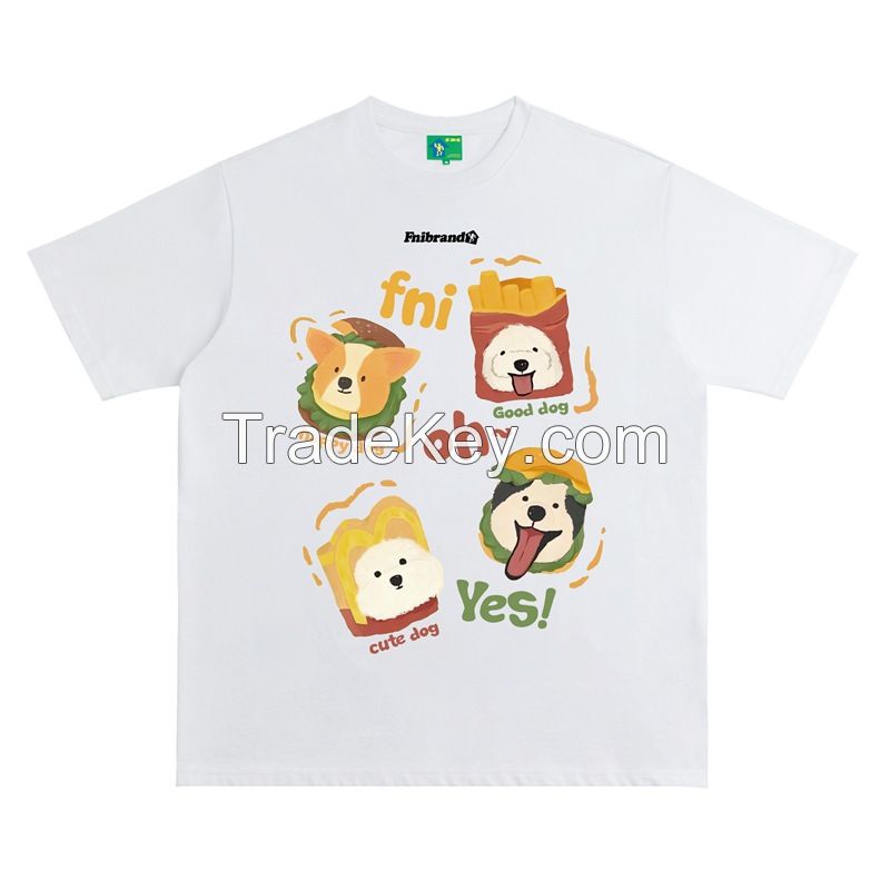 320g Cotton puppy t-shirt retro short sleeve