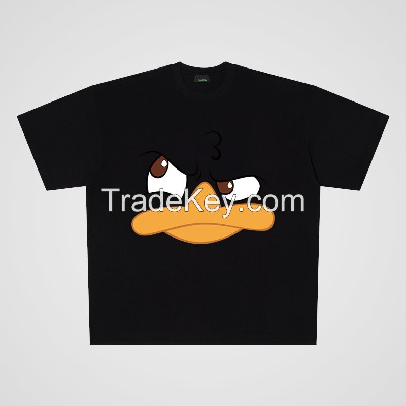 250g cotton fun duck street casual oversize large board short sleeve T-shirt