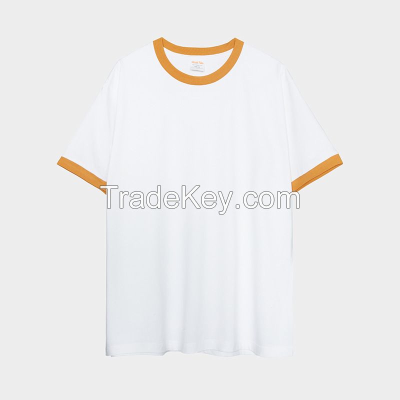 Short-sleeved T-shirt with contrast panels of pure cotton