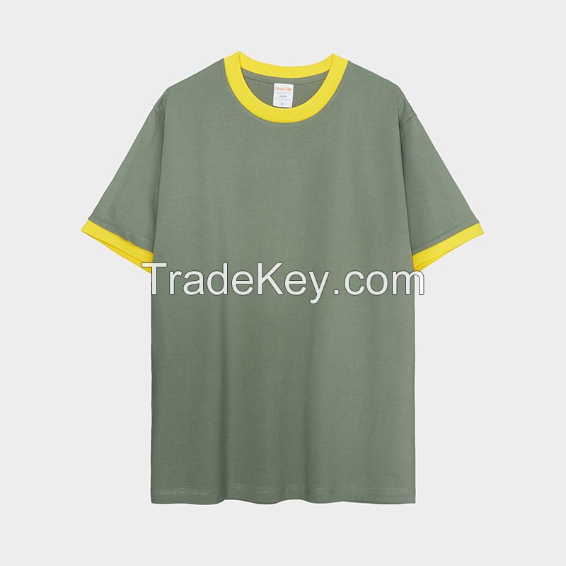 Short-sleeved T-shirt with contrast panels of pure cotton