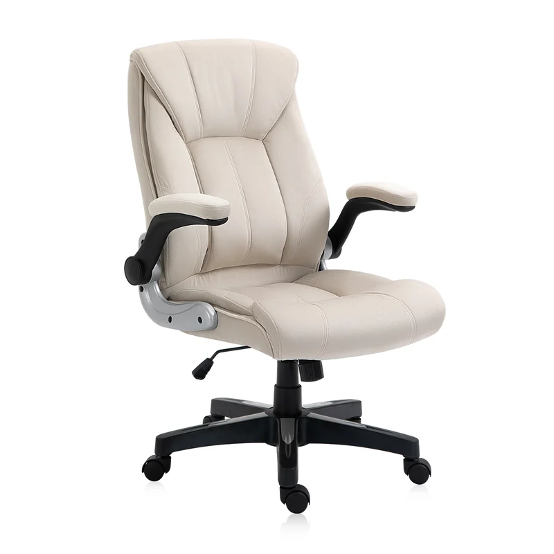 Office Furniture Swivel Office Chair Flip-UP Amrest Leather Office Chair Butterfly Mechanism