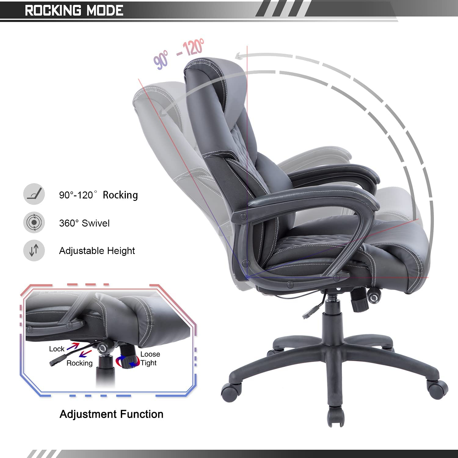 Ergonomic Desk Chair Office Chair for Heavy People 360 Swivel Manager Chair