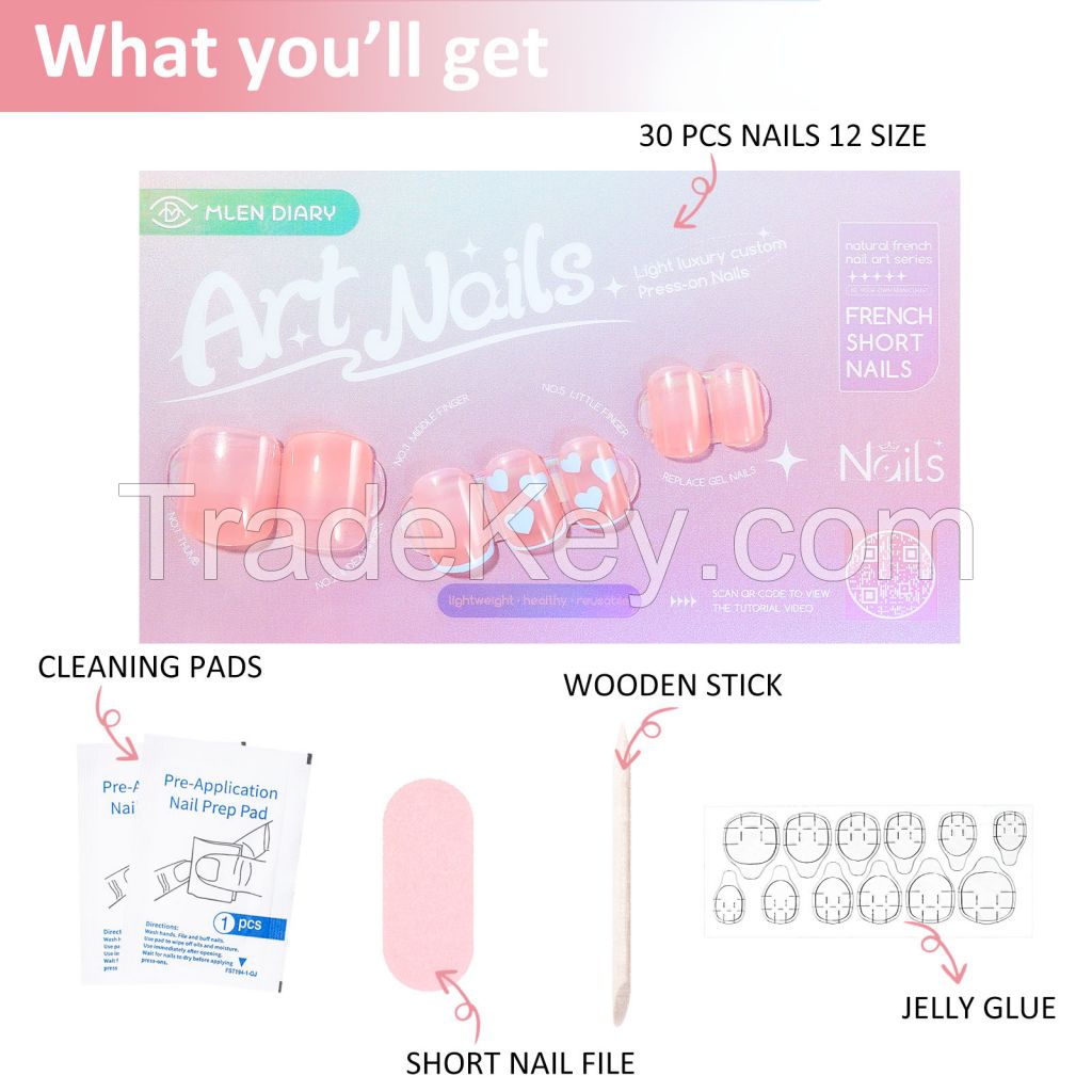 24 Pcs Press on Nails Medium Sunjasmine Fake Nails Almond Glue on Nails, False Nails with Glue, Acrylic Nails for Women and Girls (Colorful Swirl)