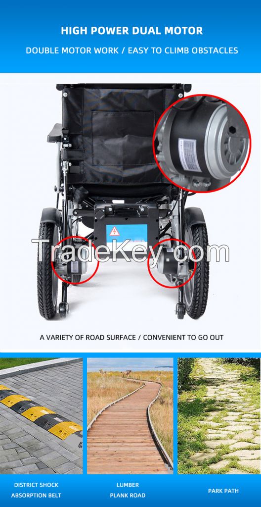 Lithium Battery Adjustable Height Foldable Multifunction Electric Wheelchair