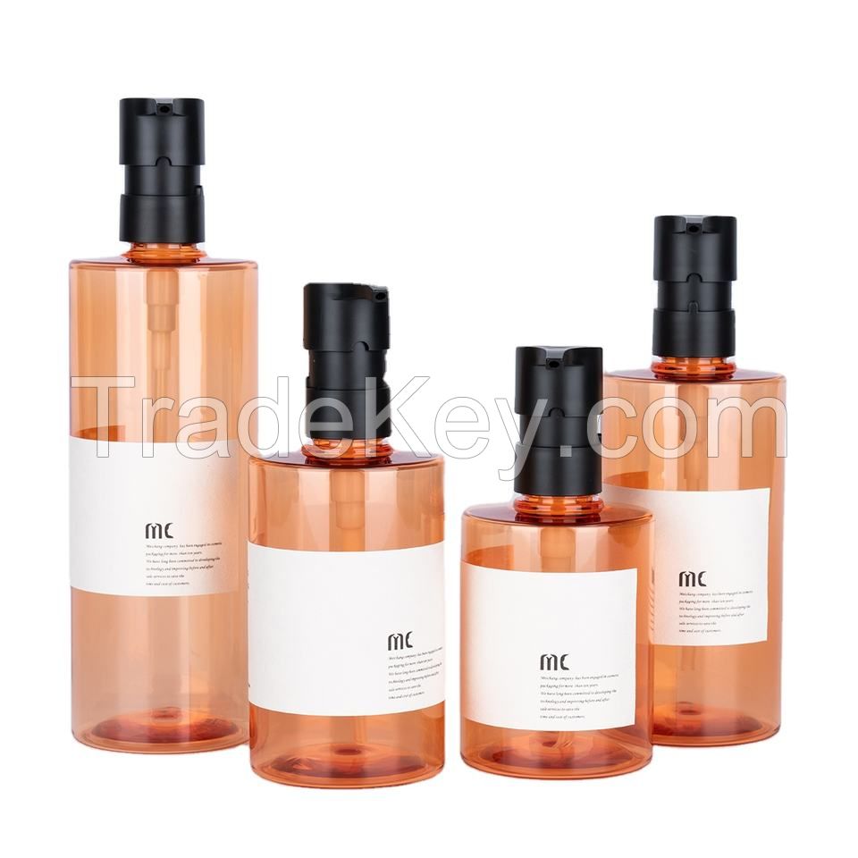 200ml 250ml 300ml 400ml PCR/PET shampoo bottles with customized color and printing round bottle