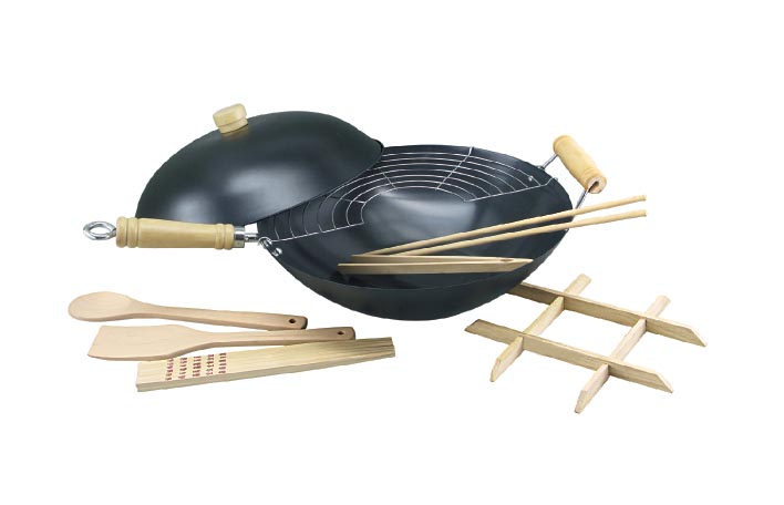 Non-stick stir-fry wok set