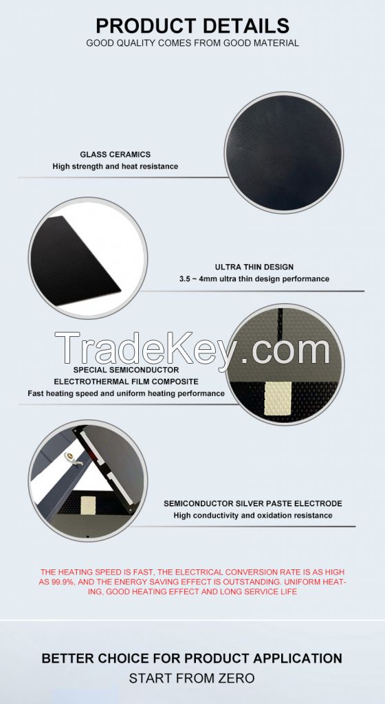Customization Can Be Contacted by Email.Crystal black microcrystalline semiconductor heating glass.