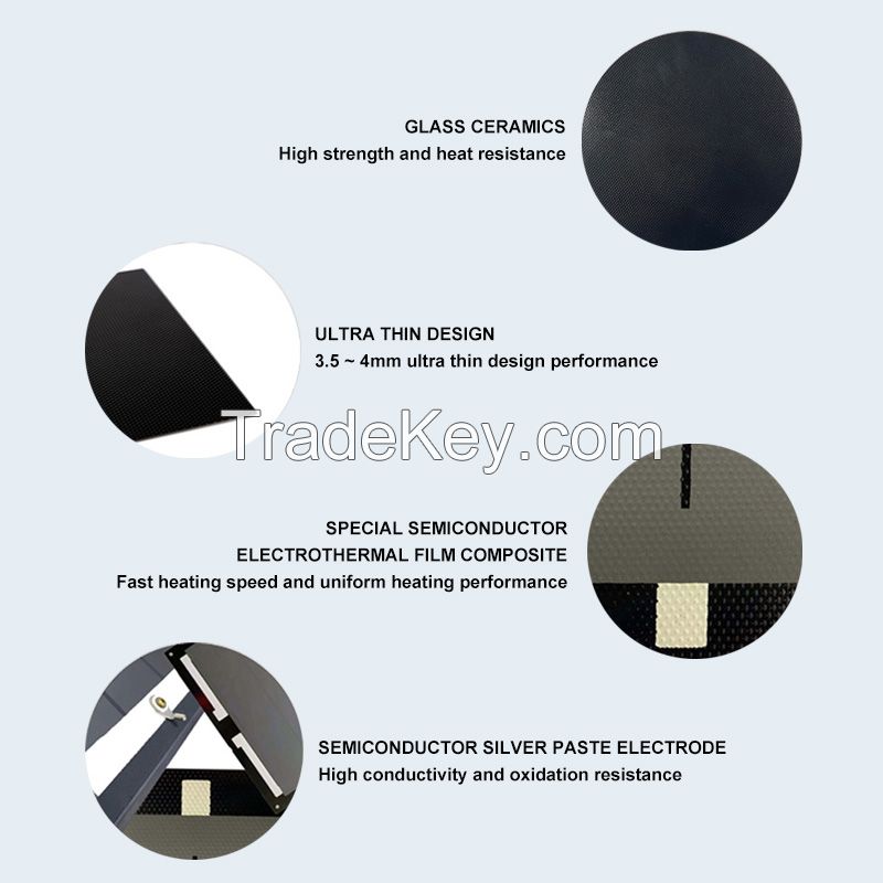 Customization Can Be Contacted by Email.Crystal black microcrystalline semiconductor heating glass 800x300x4mm220v 3500W.